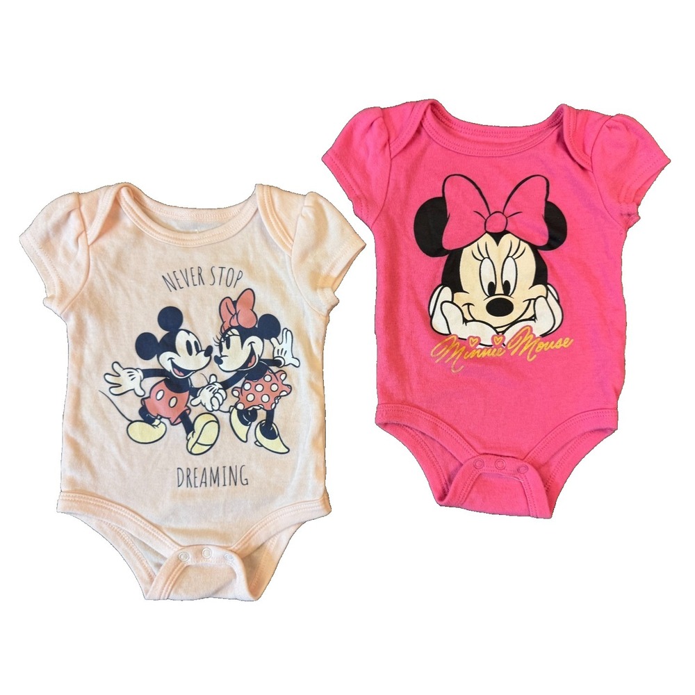 Disney Baby Girl Minnie Mouse Mickey 0/3 Months Rompers‎ Bodysuits Lot Dreaming